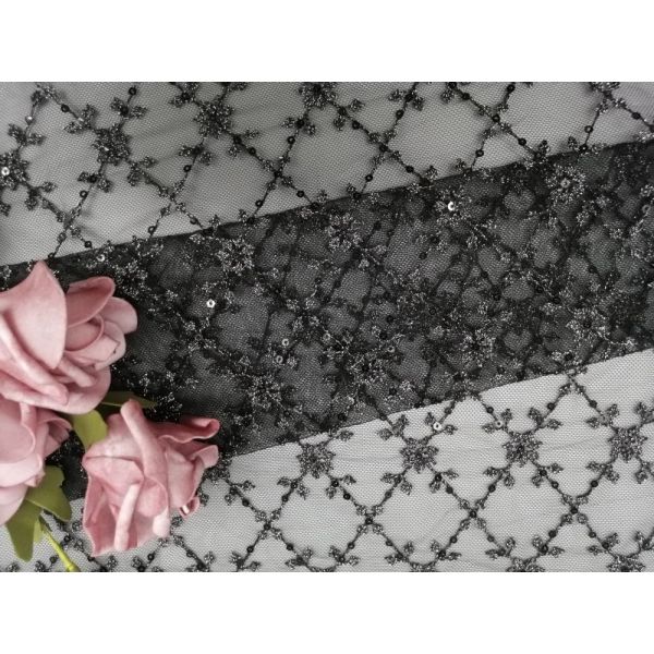 Sequin сетки ODM Тюль вышил ткани для статей постельных принадлежностей