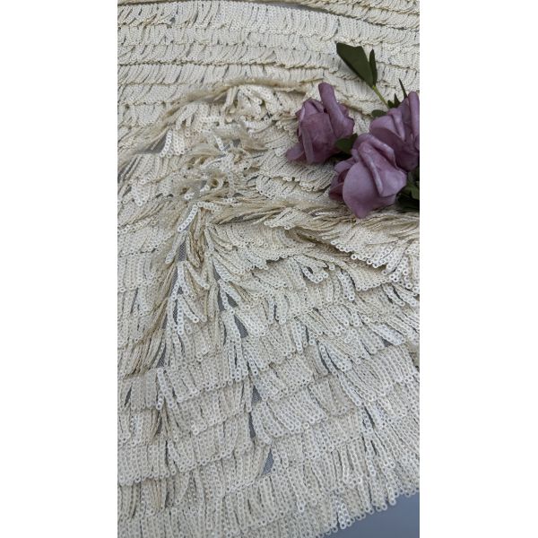 Sequin Embroidered Fabric Sequin Tasstels Embroidered Evening Luxury Occasion Wedding Fabric