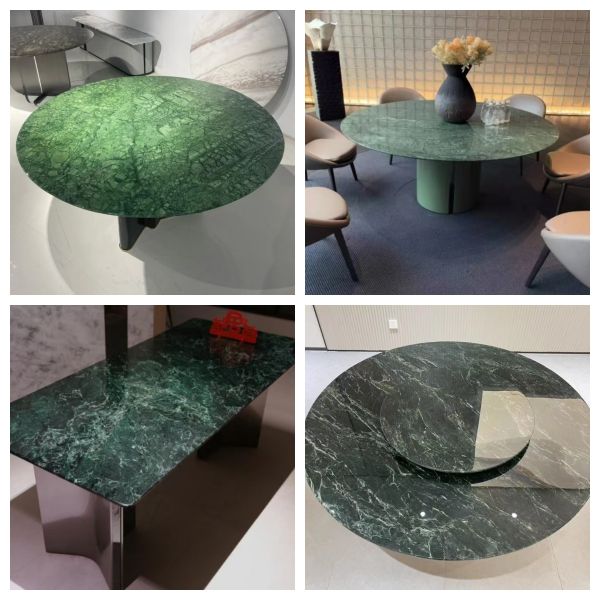 Calcite Dark Green Marble for Modern Design Villa Bathroom Sink and Dining Table
