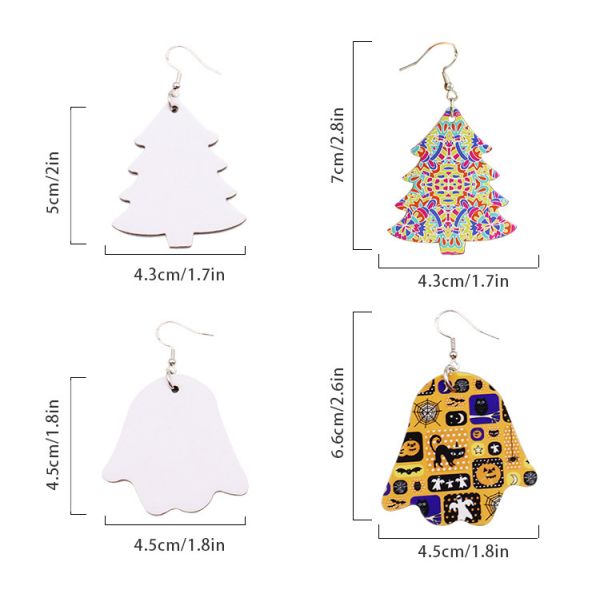 Double-Sided Blank Leather Sublimated Earrings PU Material Earring Pendants DIY Jewelry