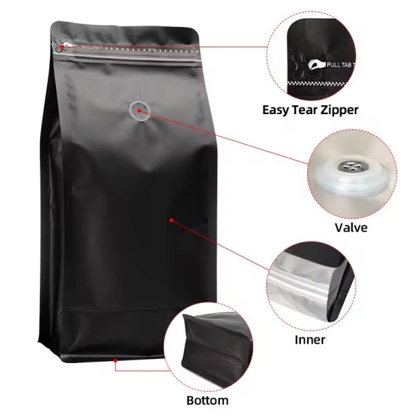 Premium Coffee Packaging Bags, Stand-Up Pouch with Valve, Resealable Coffee Bean Bags