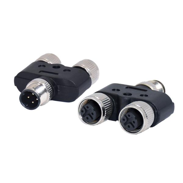 M12 Waterproof Y Slitter 3 4 5 8 12 Pins / Holes Female To Male Overmolded Cable