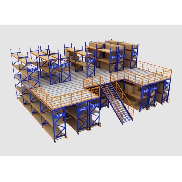 Q235B/Q345B Steel Mezzanine Platform with 300-800kg/㎡ Bearing Capacity and Customizable Size