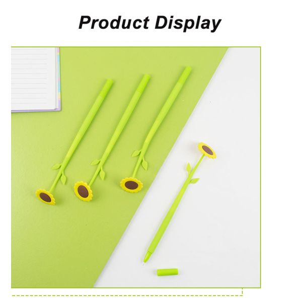 Cute dessin animé de tournesol de silicone stylo neutre de l' élève Papeterie swing stylo cadeau