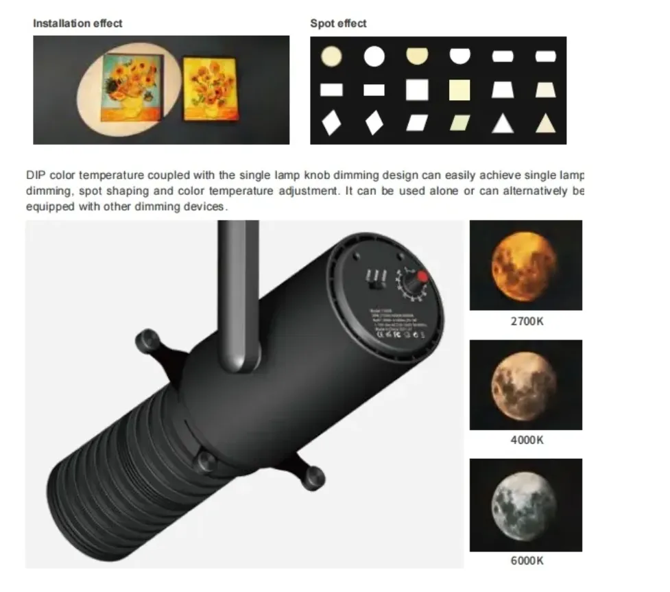 Smart Dimming & Control Variable Zoom Contour Defining Integrated Framing Custom Gobo Projection Flexible Modular LED Track Light Spotlight Projector