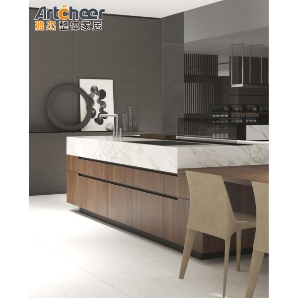 Marine Plywood Kitchen Cabinet with Laminated Finish and Simple Design for Modern Kitchens