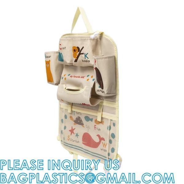 Car Backseat Organizer With Table Holder, Storage Pockets Seat Back Protectors Kick Mats For Kids Toddlers