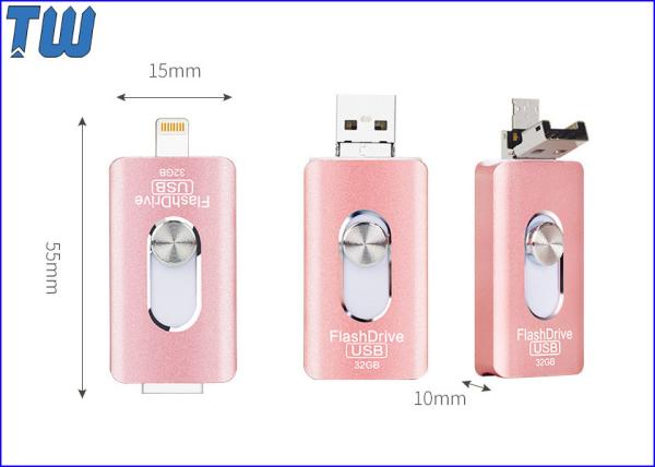 3 Interface Sliding OTG USB 2.0 8GB Pendrives Memory Disk Smart Phone