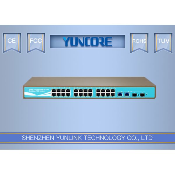 48V Standard Power Over Ethernet Switch , 802.3at Gigabit 24 Channel POE Switch