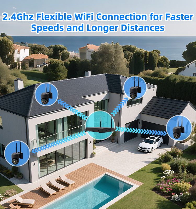 5MP WiFi PTZ Security Camera, 355°×90° Pan Tilt Rotation, AI Auto‑Tracking, Custom Alarm Voice, Two‑Way Audio, IP66 Waterproof, IR Full‑Color Night Vision, App Alert Push