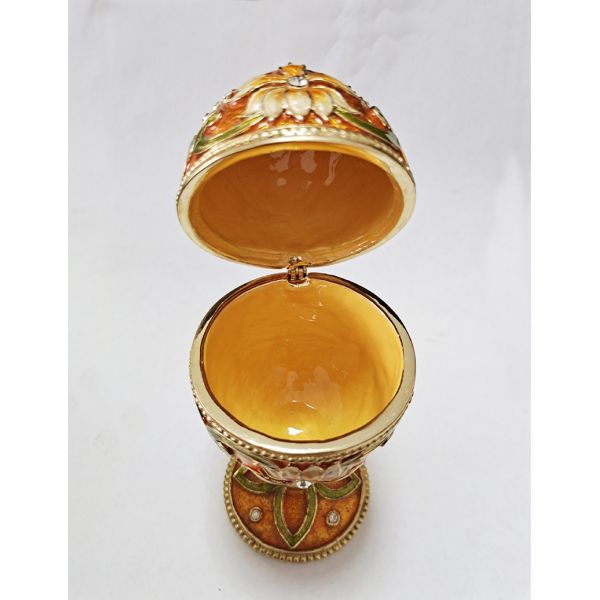Hand Painted Enameled Faberge Egg Style Decorative Hinged Jewelry Trinket Box Unique Gift Home Decor Jewelry Box