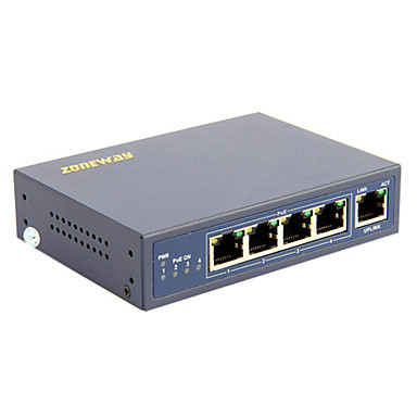 4 Ports PoE Switch,10/100Mbps,IEEE802.3af,15.4W(Plug and Play, Metal Case)