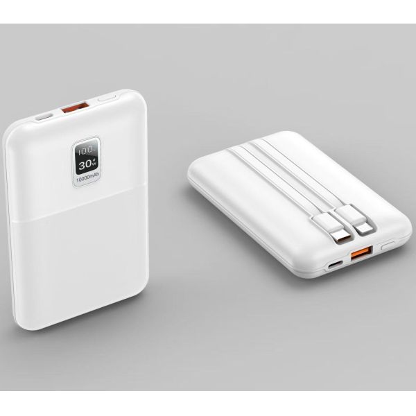 Dual Cables Portable Power Bank 10000mAh 22.5W LED Digital Display Lightweight