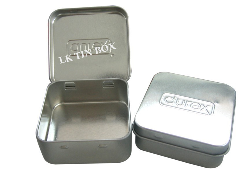 Embossed Square Small Metal Tins Boxe Printing for Durex Condom Safe Sex