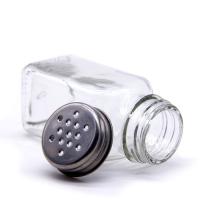 4 oz vidro de especiarias transparente quadrado vazio com tampa de madeira de bambu