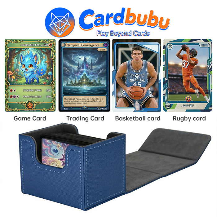 Custom PU Leather YuGiOh Deck Box Blue Storage MTG Commander Deck Box