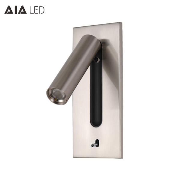 Adjustable stainless steel flexible LED headboard reading light modern aluminum hotel bedside wall light bed wall lamp