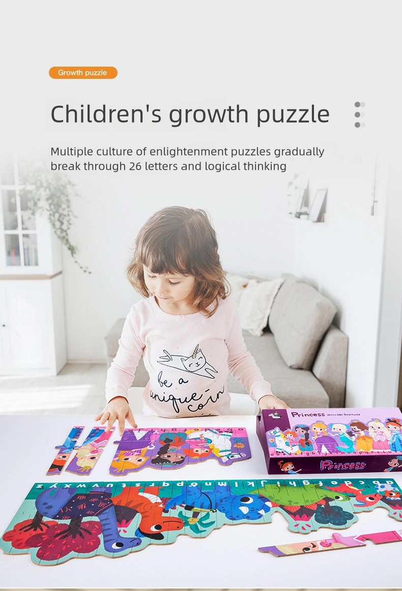 Enlightenment 26 Letters Striped Puzzles Children's Educational Toys Early Cognitive Double-sided Cartoon Animal Jigsaw