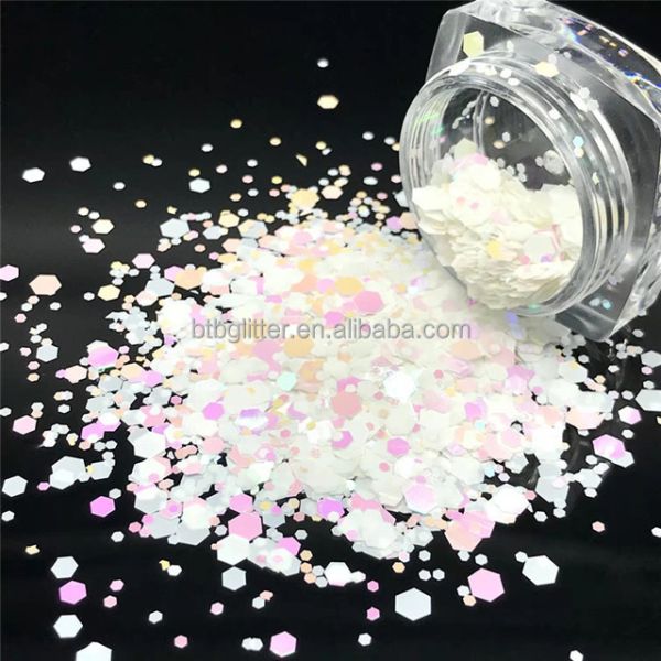 Customized Colors Avaliable Bulk Polyester Glitter Powder for Shaped Heart Star Moon Dot Chunky Mix
