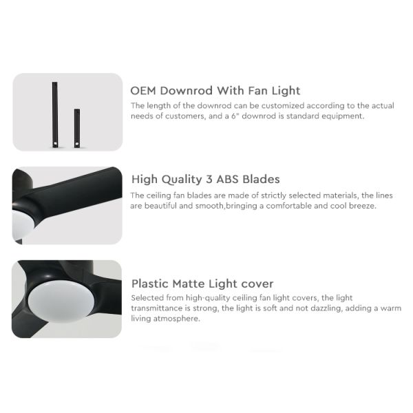 fã de teto plástico de 220V 240V 50HZ com velocidade do motor 5 da C.C. das luzes 37.6W