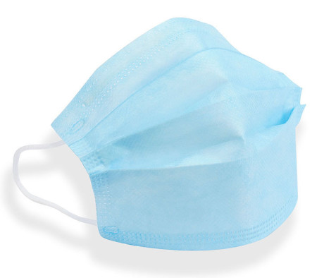 Wholesale Blue 3 ply Earloop Disposable Face Non Woven Fabric Face Mask , Fiberglass Free Disposable Breathing Mask