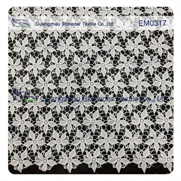 Five-Petal Flower Embroidered Lace Fabric for garment/ladies dress/wedding dress