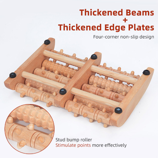 Large Manual wooden foot massager , 18 separate nubs wooden foot roller