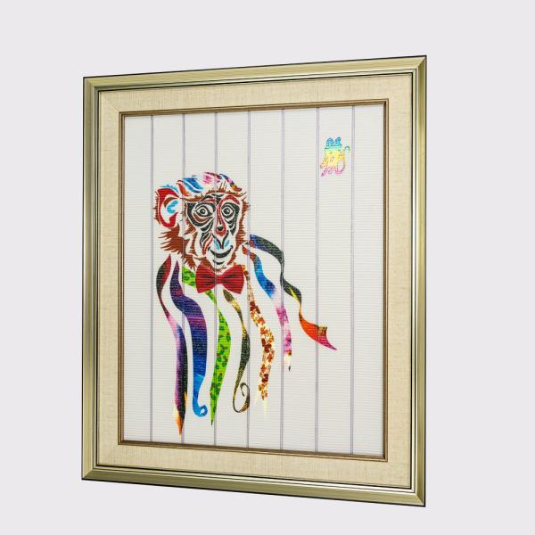 Chinese Zodiac Framed Art Twelve Animals Monkey Home Decor Ribbon Painting Decorative Wall Hangings Ready to Hang