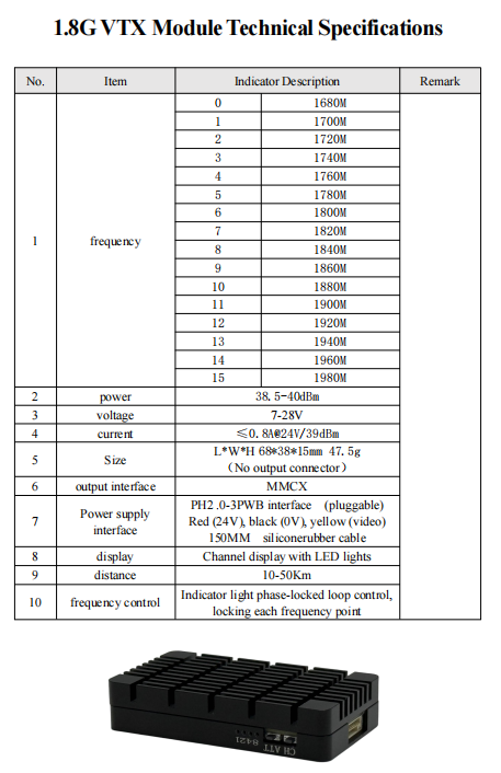 15 Channels Analog Video Transmitter 1.8GHZ With Adjustable High Power Output