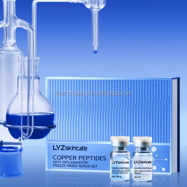 Lyz Custom Anti-Aging Moisturizing Repair Freeze-Dried Set Hyaluronic Acid Infused Copper Peptides Serum for Face Home Spa Use