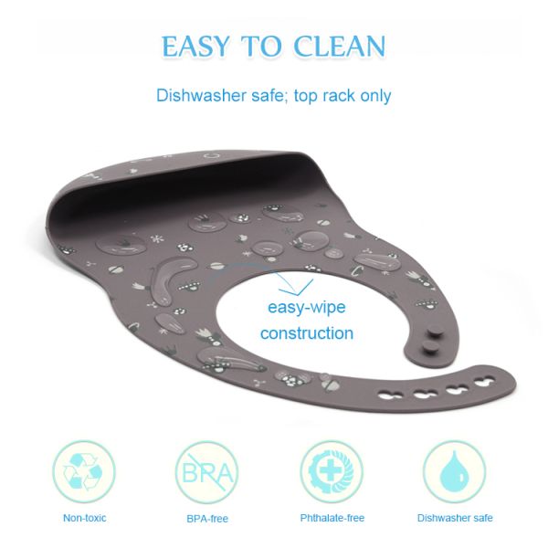 Cartoon BPA Free Baby Eating Bib Waterproof Silicone Catch Bib