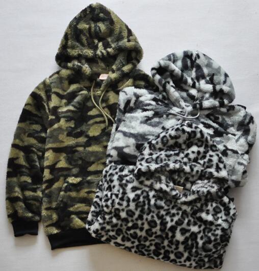 Spring Fashion Womens Mens Sherpa Jacket Casual Camouflage / Leopard Printed