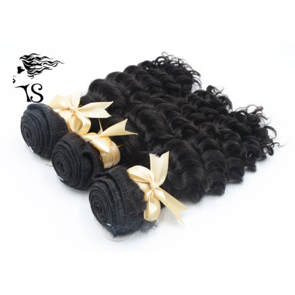 Deep Wave Peruvian Human Hair Extensions 8A Grade Black Color No Chemical