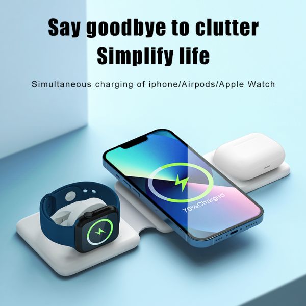 Многочисленные устройства 3 в 1 беспроводное зарядное устройство Travel RTOPS Magnetic Wireless Charger