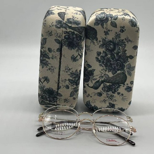 15.3CM Faux Suede Metal Eyeglass Case Cuboid Spectacle Storage Box