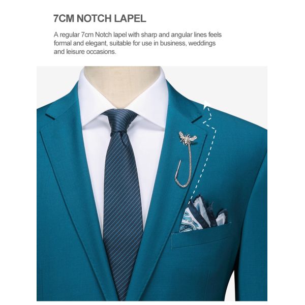 Men's Dark Green Notch Lapel 3-Piece Suit with Anti-Shrink Fabric and Customers' Option