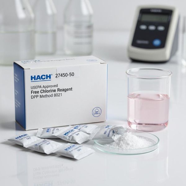 HACH 27450-50  USEPA Approved Free Chlorine Reagent with DPD Method 8021 in Powder Pillows for Water Quality Testing