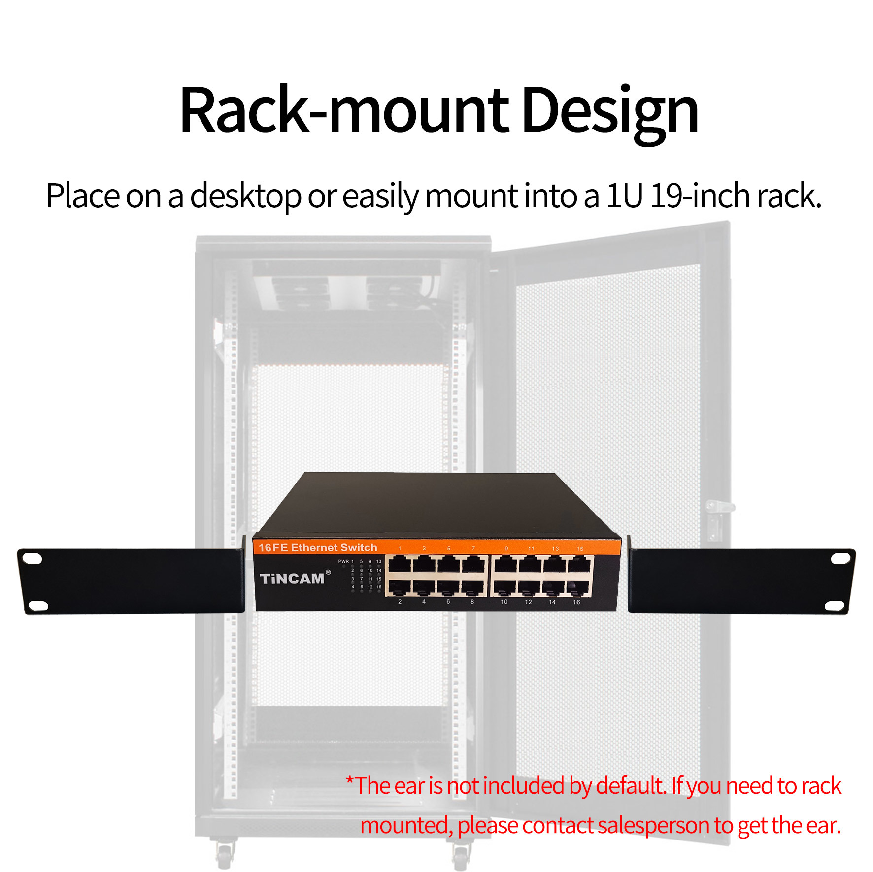 16-Port 10/100Mbps Fast Ethernet Switch Mini Desktop Metal Case with Built-in Power Supply TBC-S4016NS