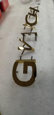 Gold 3D Galvanized Decorative Metal Letters 2-25mm Depth Mirror Polished / Brushed
