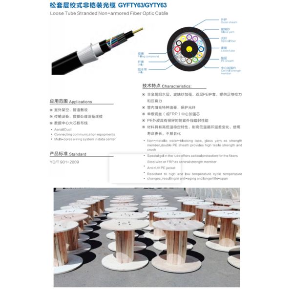 GYFTY63-24 Core Direct Buried Fiber Rodent Proof Cable B1 Non Metallic Direct Buried