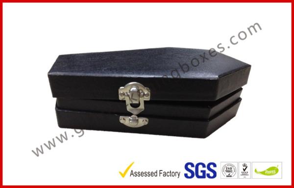 Wood Grain Jewellery Showing Gift Packaging Boxes , Black Rigid Paper Rings Packaging Boxes