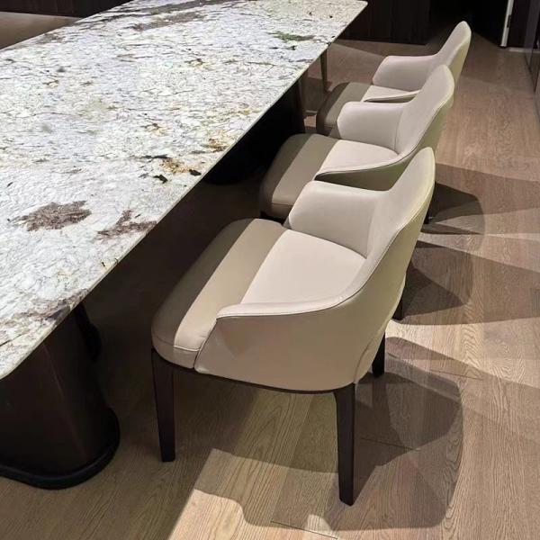 FlexiEdge Armrest Side PU Leather Italian Style Dining Chairs