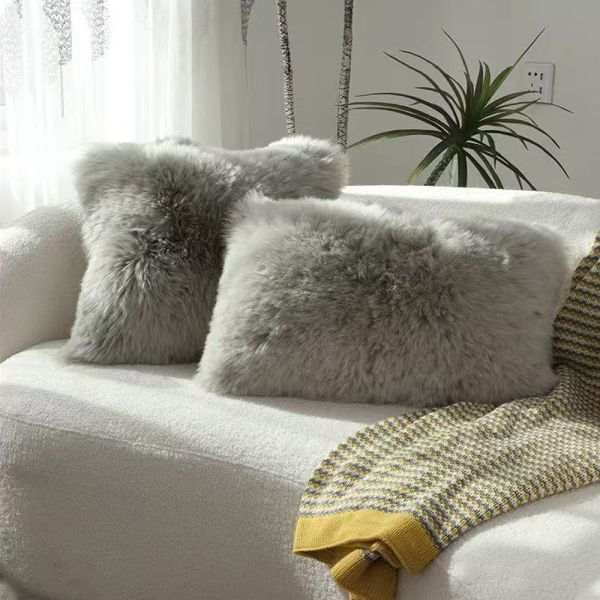 40x40cm Wool Faux Fur Pillow Bedroom Sofa Household Items