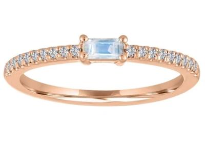 Blue Moonstone 9K Gold Ring 5×2.5MM 0.20ct Weight For Engagement