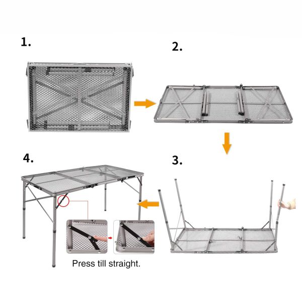 Aluminum Metal Portable Grill Table For Outdoor Furniture