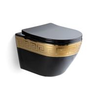Electroplated Black Gold Ceramic Wall Hanging Toilet Rimless