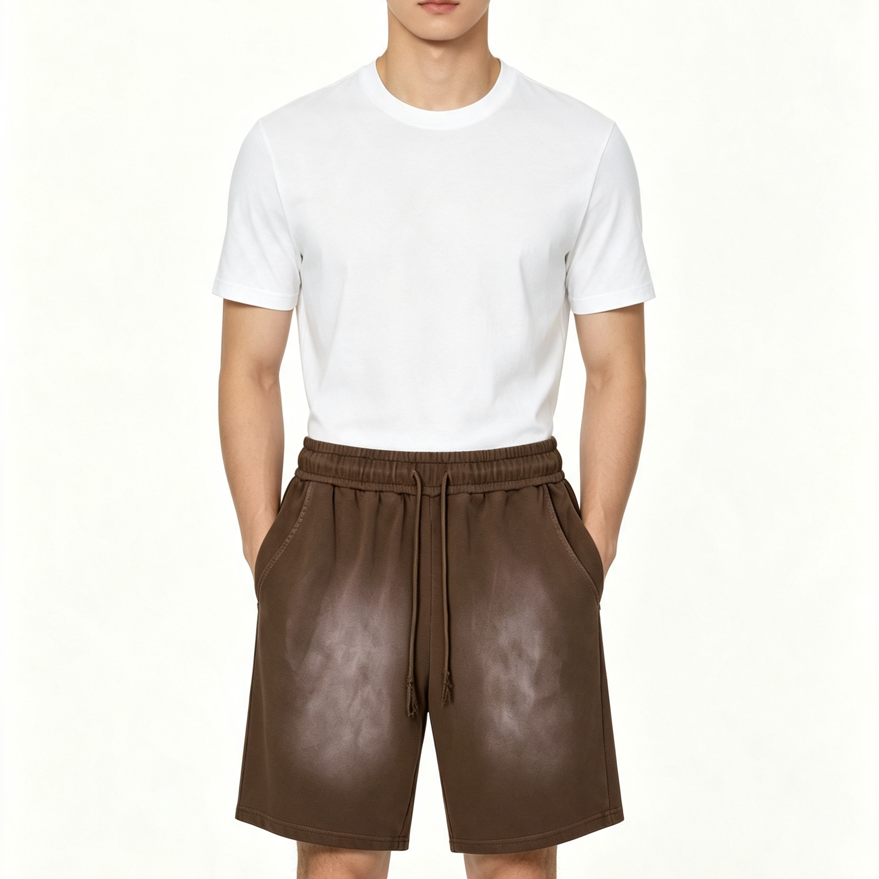 Gradient Washed Sports Sweat Shorts 360GSM Elastic Waist Shorts