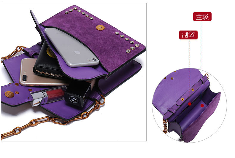 Polished Leather Single Womens Shoulder Handbags , Honeybee Fashion Rivets Handbag