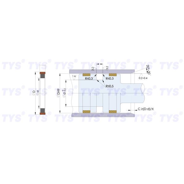 PTFE Hydraulic Cylinder Piston Seal Types 85mm Chemical Resistant