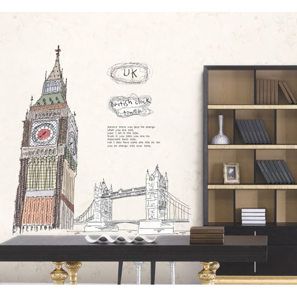 Big Ben Removable Wall Stickers Non Toxic For Study Room